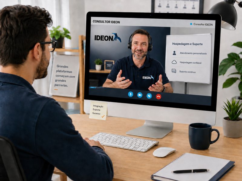 Cliente em chamada de vídeo com Consultor IDEON no IDEONboard