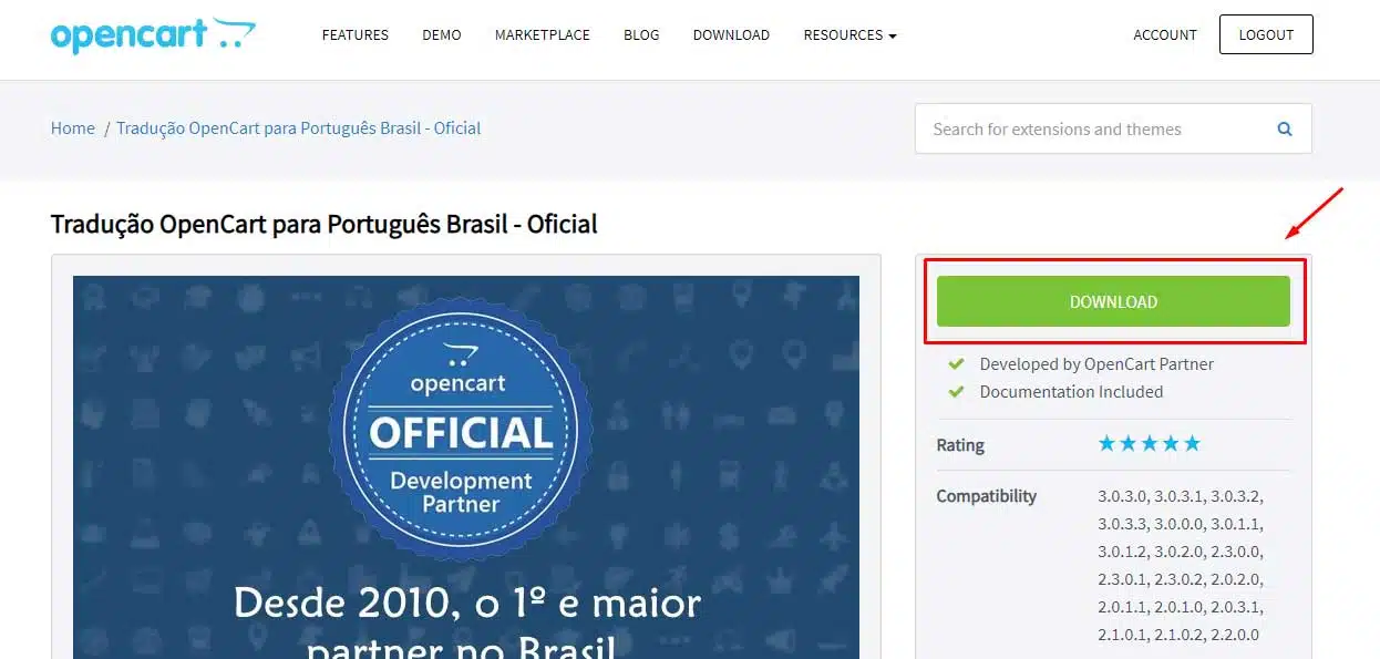 tradução opencart