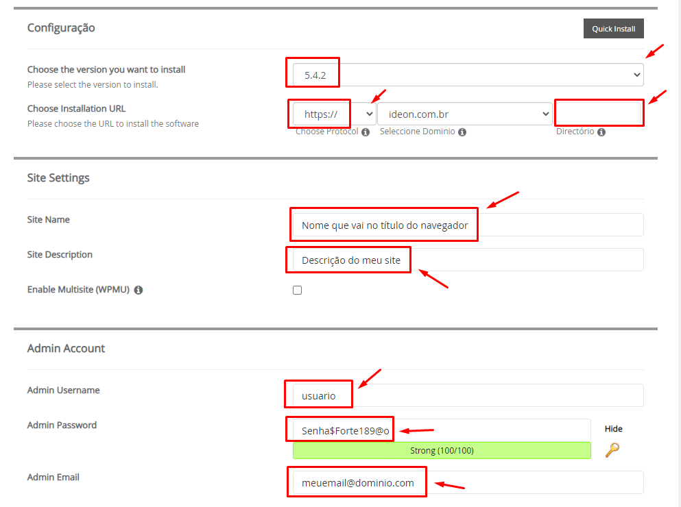 instalação wordpress
