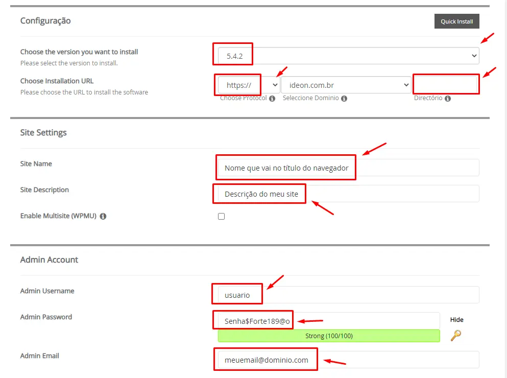 instalação wordpress
